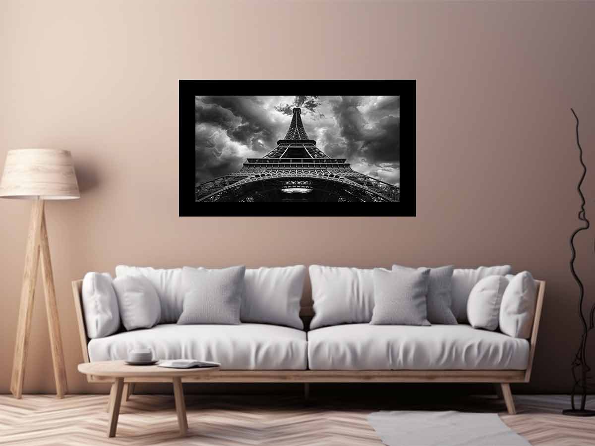 Eiffel Tower  photograhy black white Canvas Art Print-2