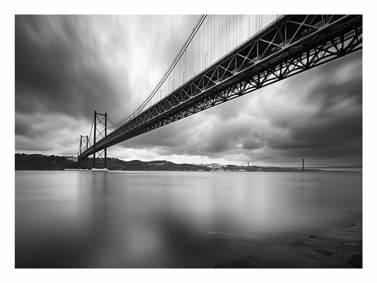 Bridge Photography black white Canvas Art Print-0