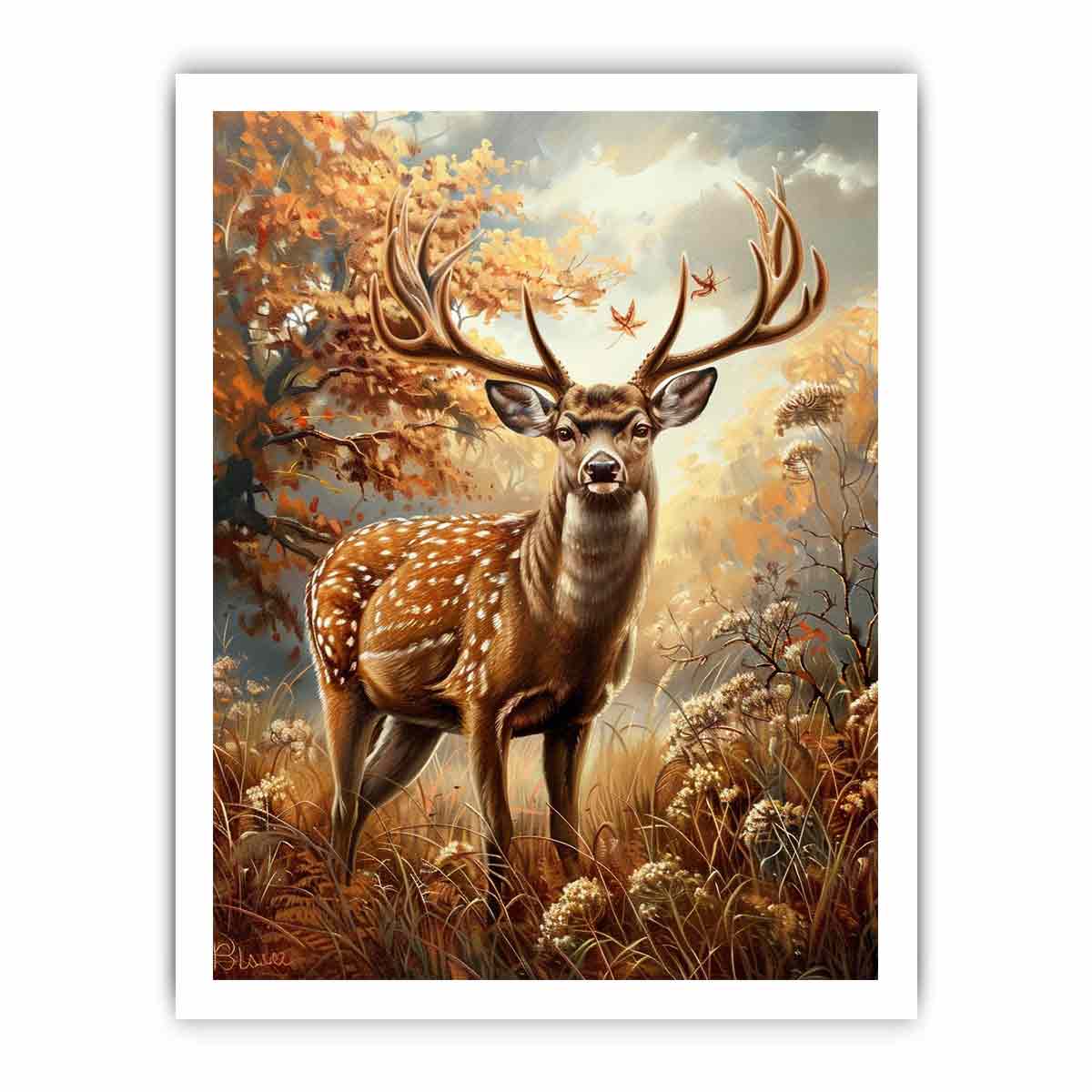 Deer Animal  Canvas Painting  Print-8