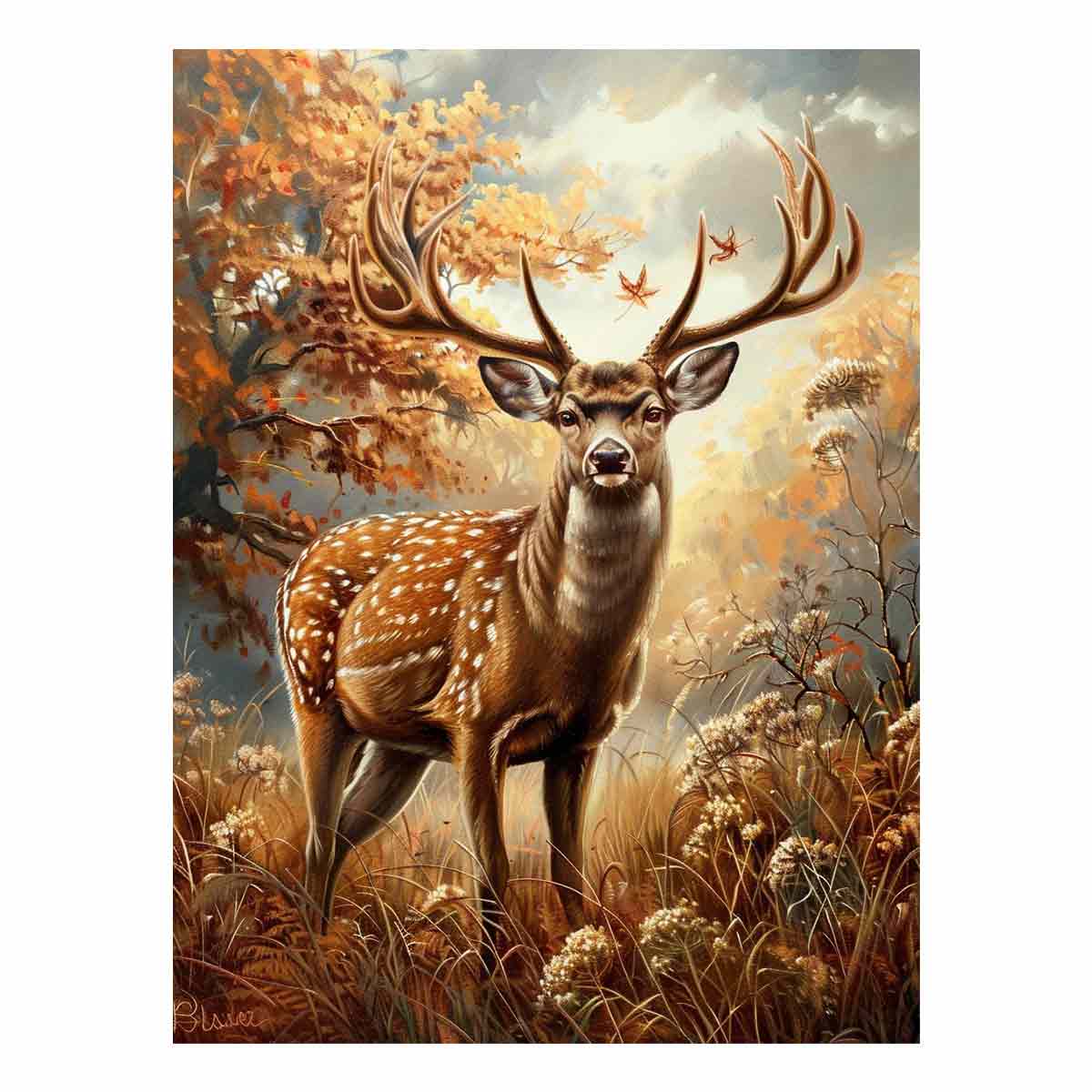 Deer Animal  Canvas Painting  Print-0