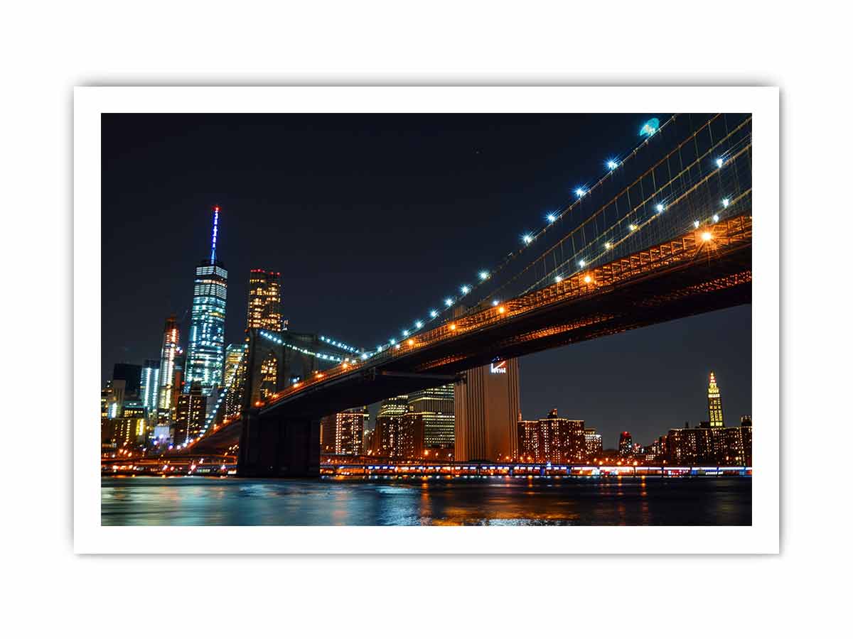 Brooklyn Bridget Night Canvas Art Print-8