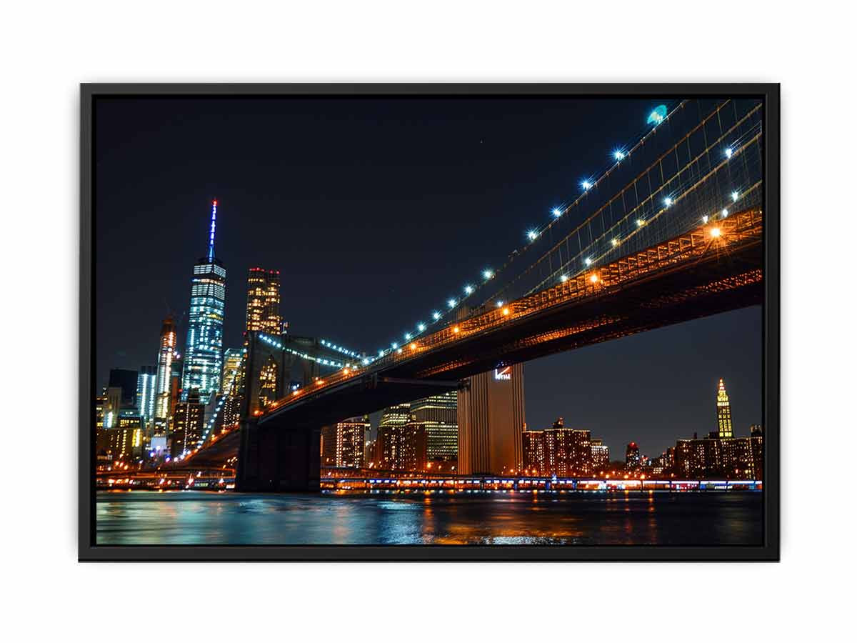 Brooklyn Bridget Night Canvas Art Print-4