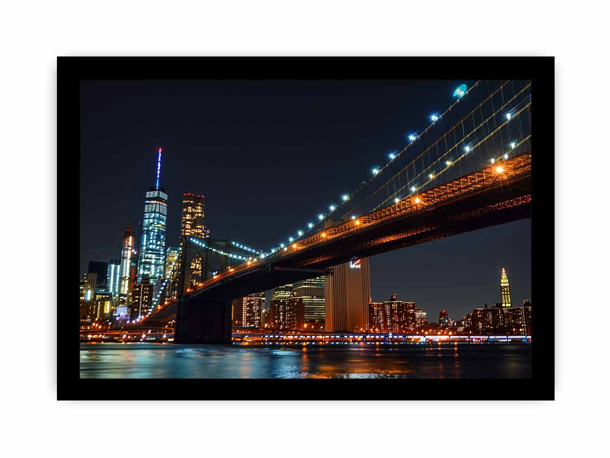 Brooklyn Bridget Night Canvas Art Print-7