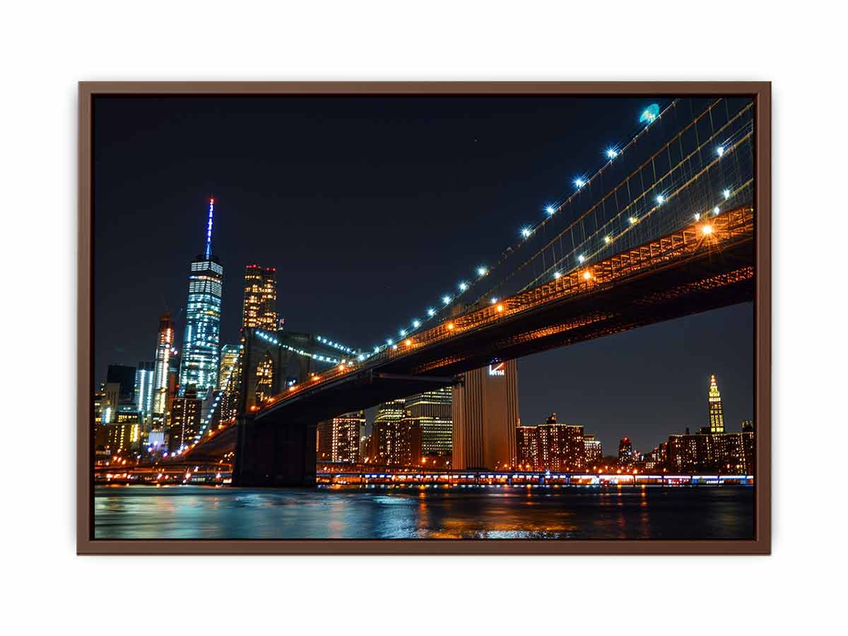 Brooklyn Bridget Night Canvas Art Print-6