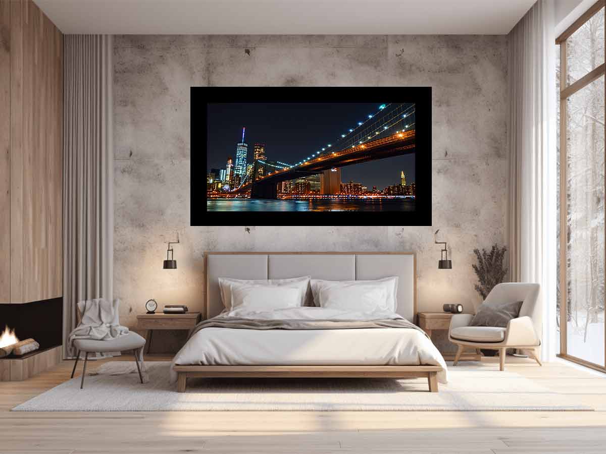Brooklyn Bridget Night Canvas Art Print-1