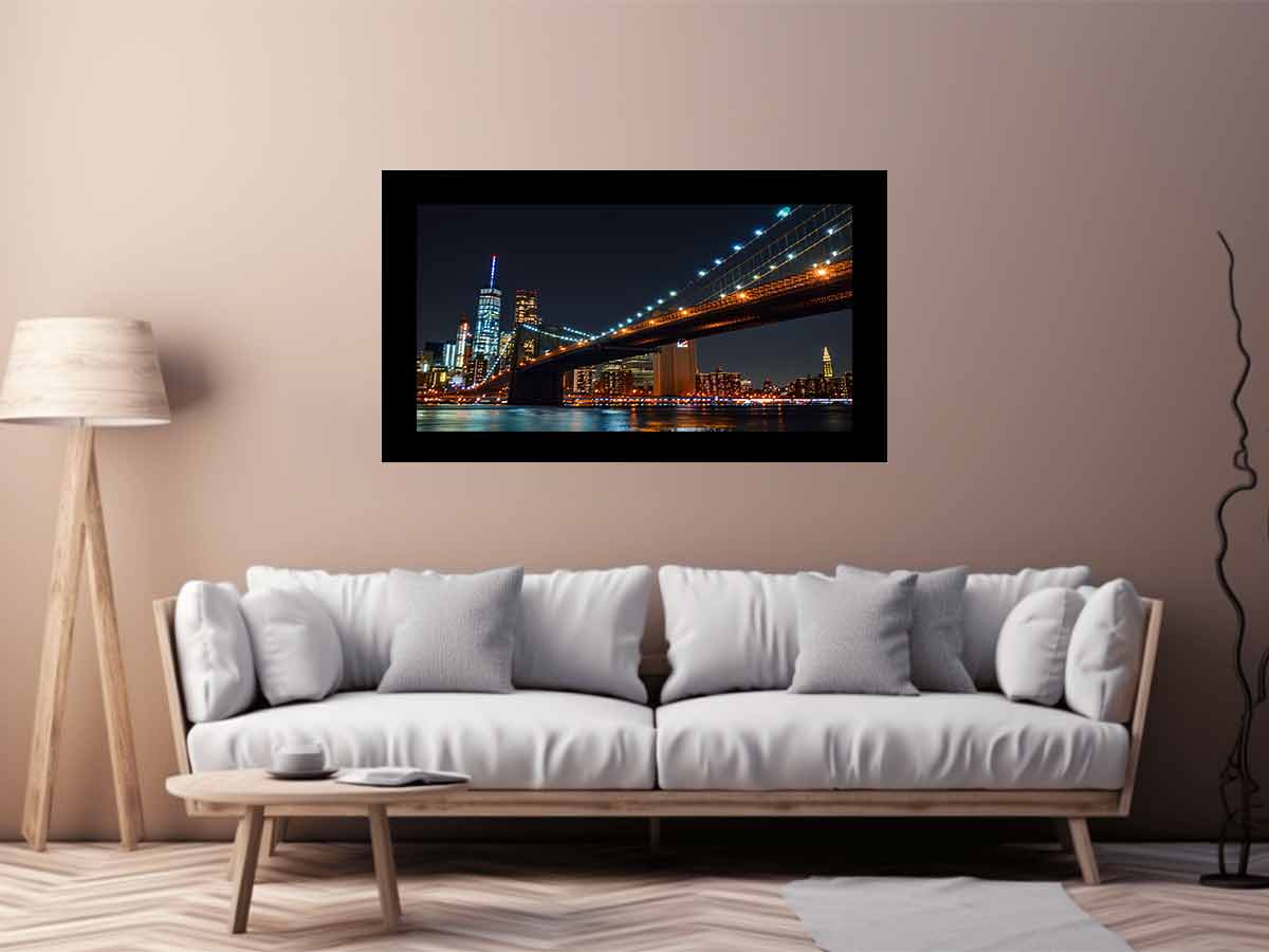 Brooklyn Bridget Night Canvas Art Print-2