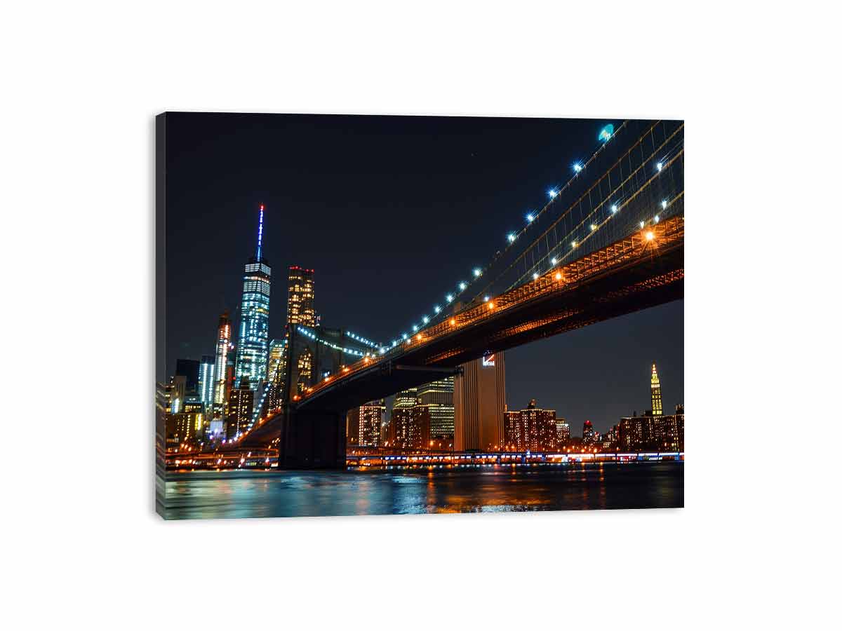 Brooklyn Bridget Night Canvas Art Print-3