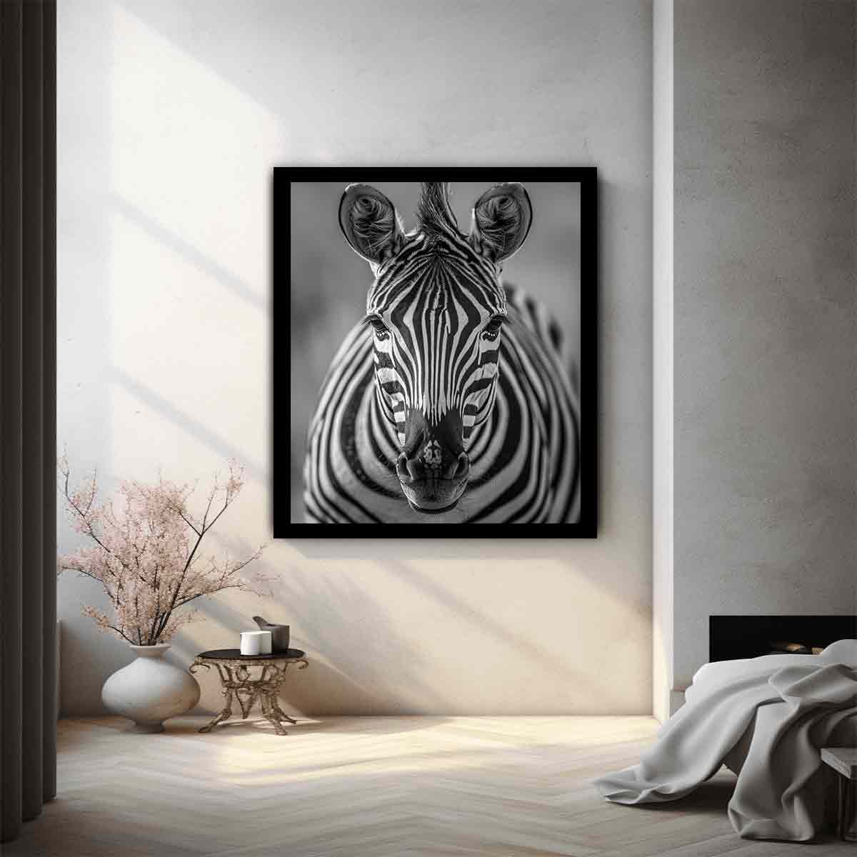 Zebra Stripes black & white Canvas Art Print-1