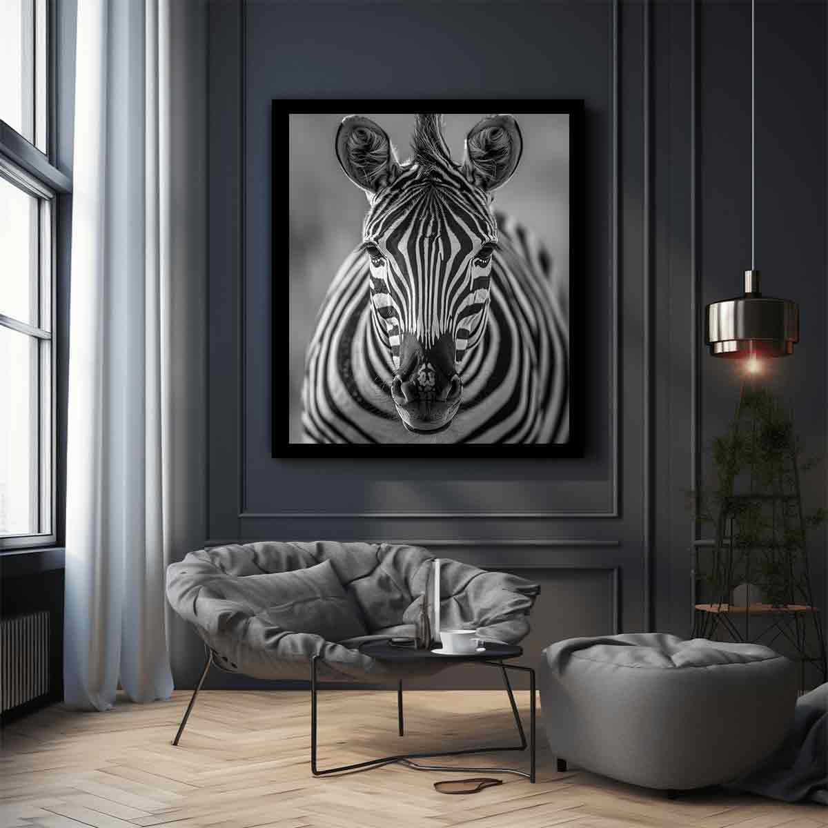 Zebra Stripes black & white Canvas Art Print-2