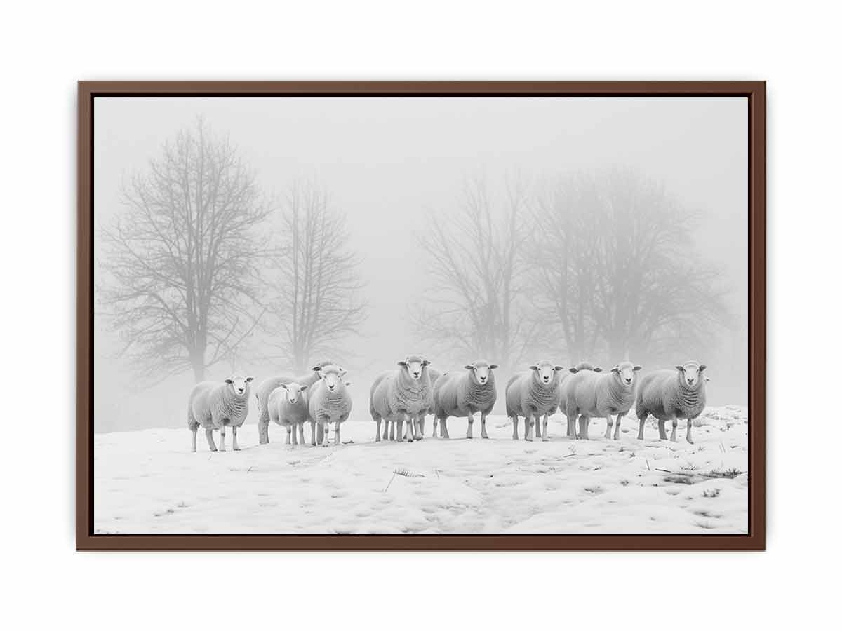 Sheep in the Field Black and white Canvas Art Print-6