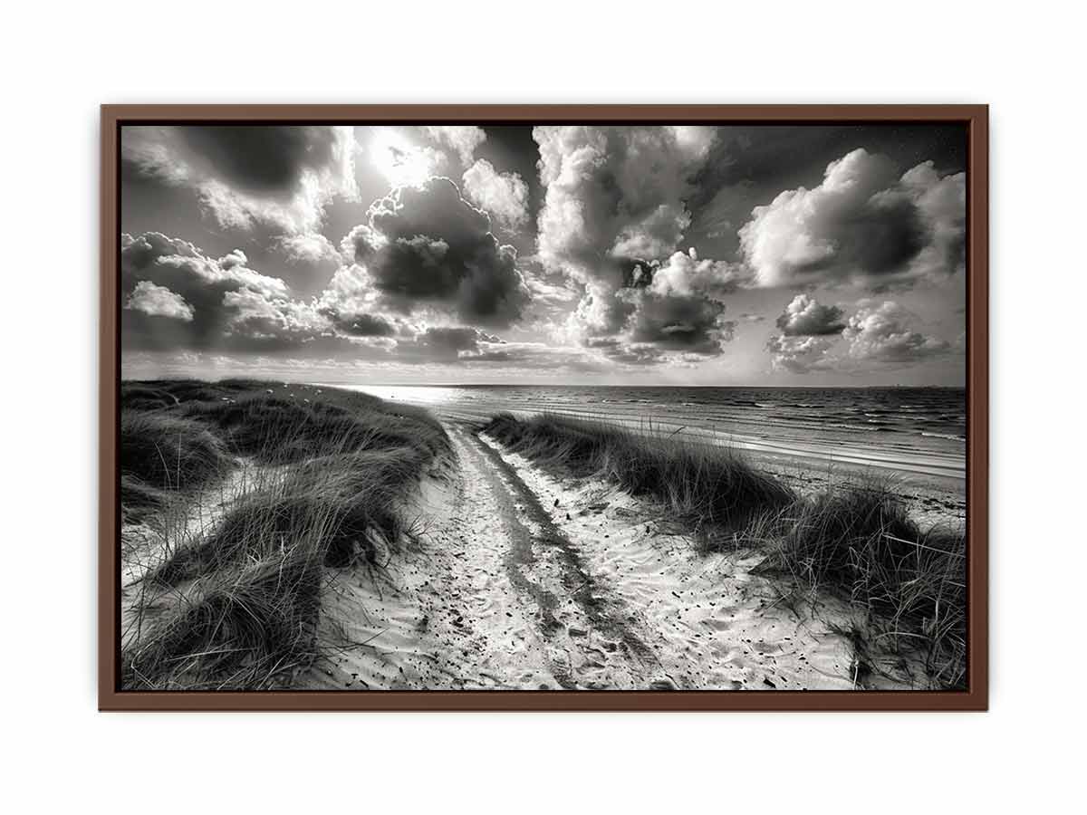 Beach Path  balck & white Canvas Art Print-6