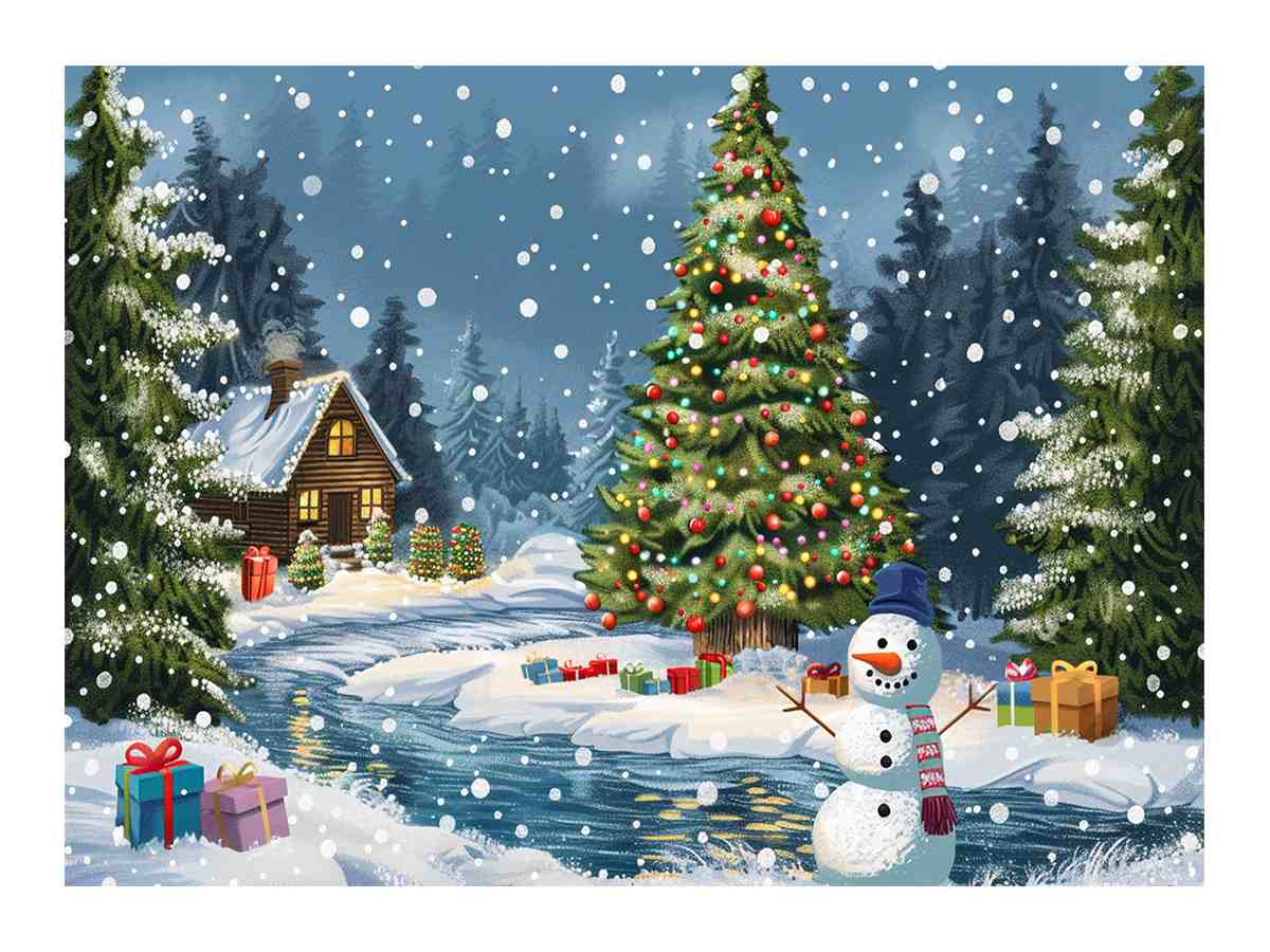 Christmas Landscape Canvas Art Print-0