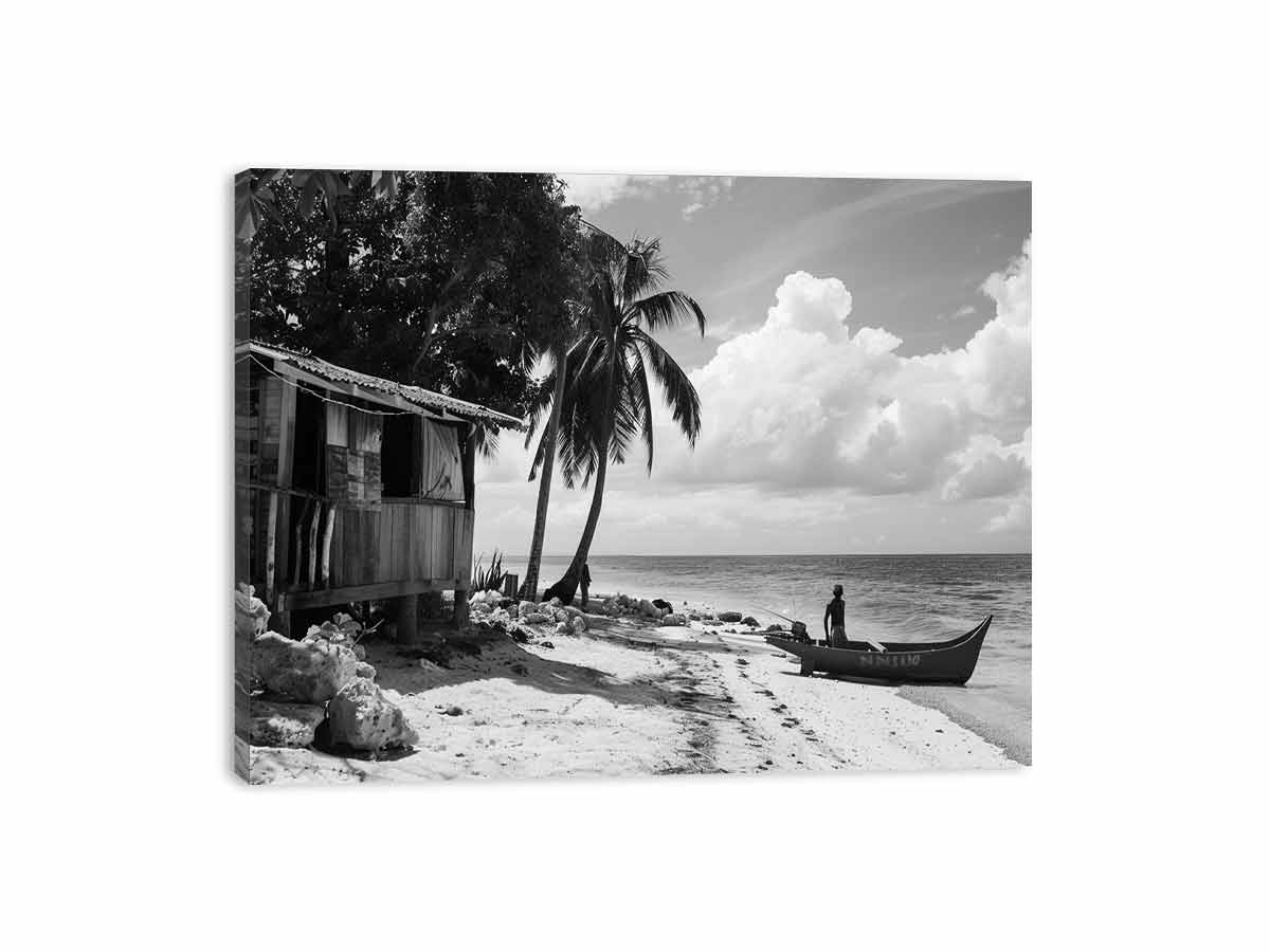 Island beach house   Canvas Art Print-3