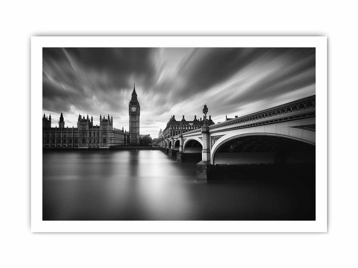 London Bridge blak & white Photography art  Canvas Art Print-8