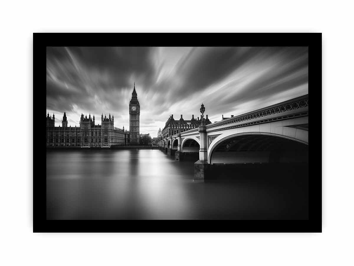 London Bridge blak & white Photography art  Canvas Art Print-7