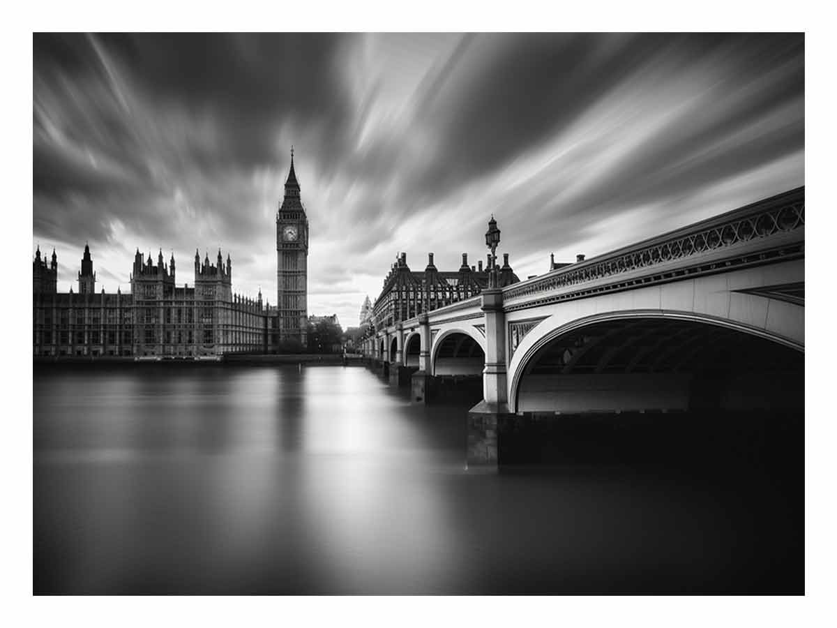 London Bridge blak & white Photography art  Canvas Art Print-0