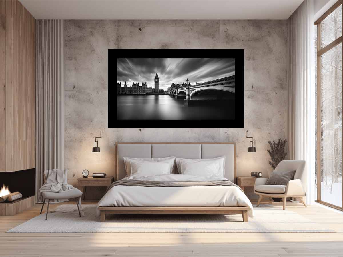 London Bridge blak & white Photography art  Canvas Art Print-1