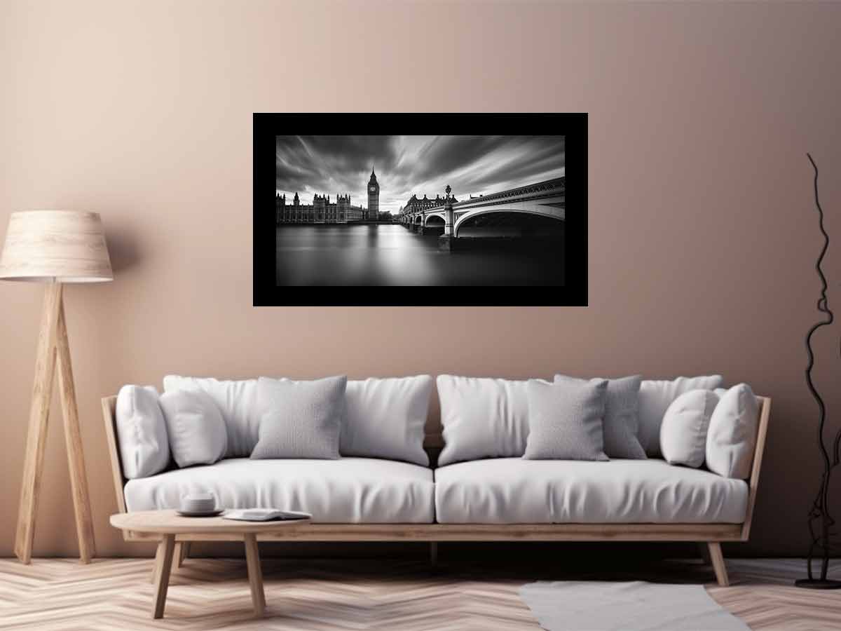 London Bridge blak & white Photography art  Canvas Art Print-2