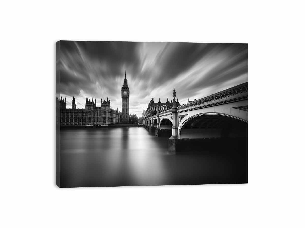 London Bridge blak & white Photography art  Canvas Art Print-3