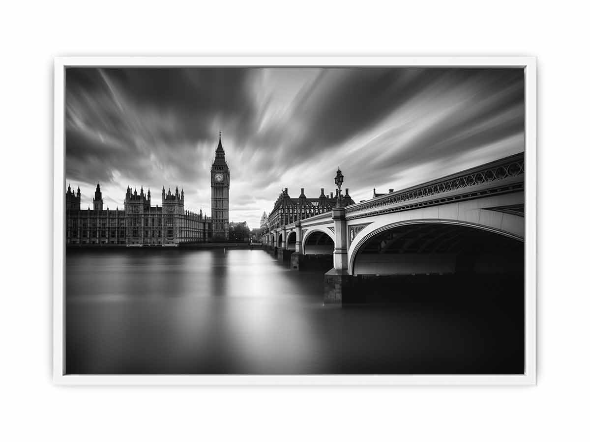 London Bridge blak & white Photography art  Canvas Art Print-5