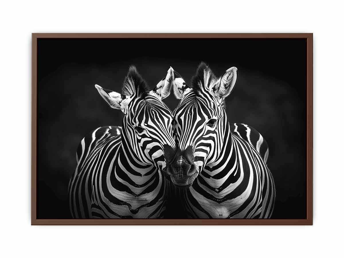Two Zebras  bl;ack & white Photography  Canvas Art Print-6