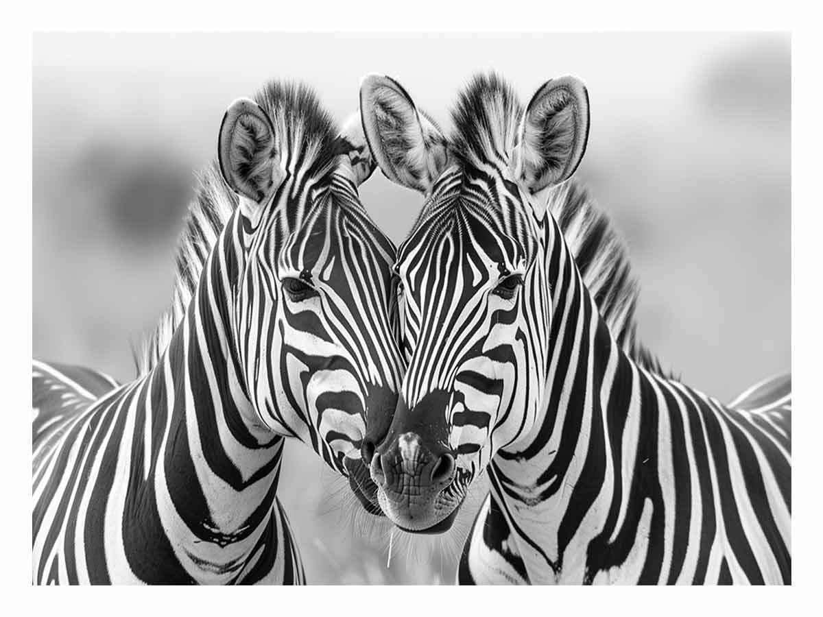 Two Zebras Canvas Art Print-0