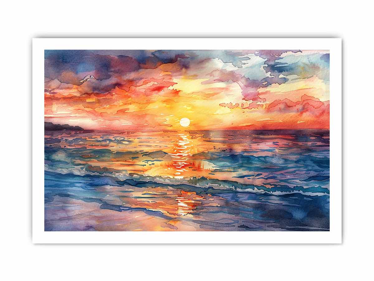 Beach  Canvas Sunset Painting Print-8