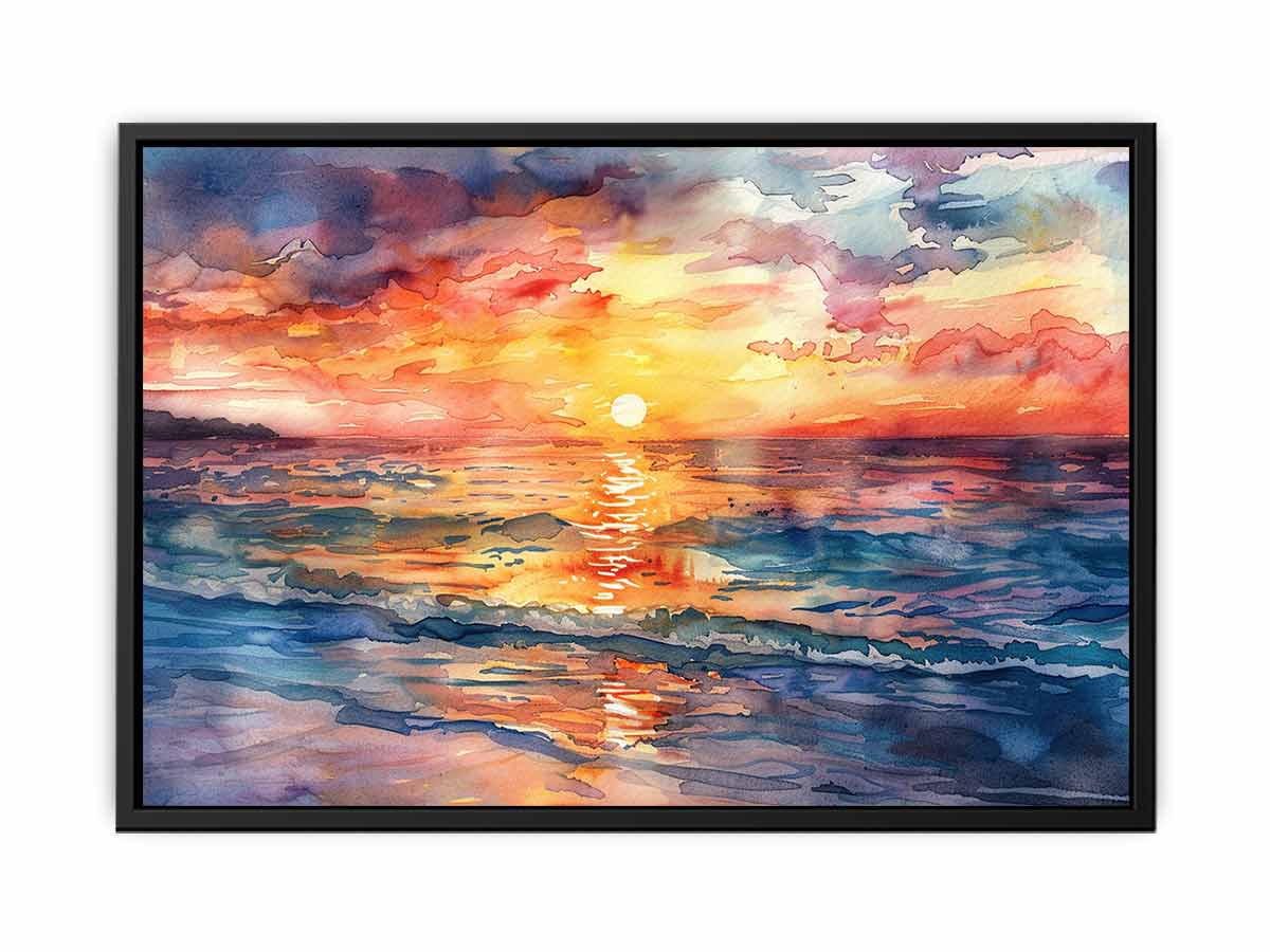 Beach  Canvas Sunset Painting Print-4