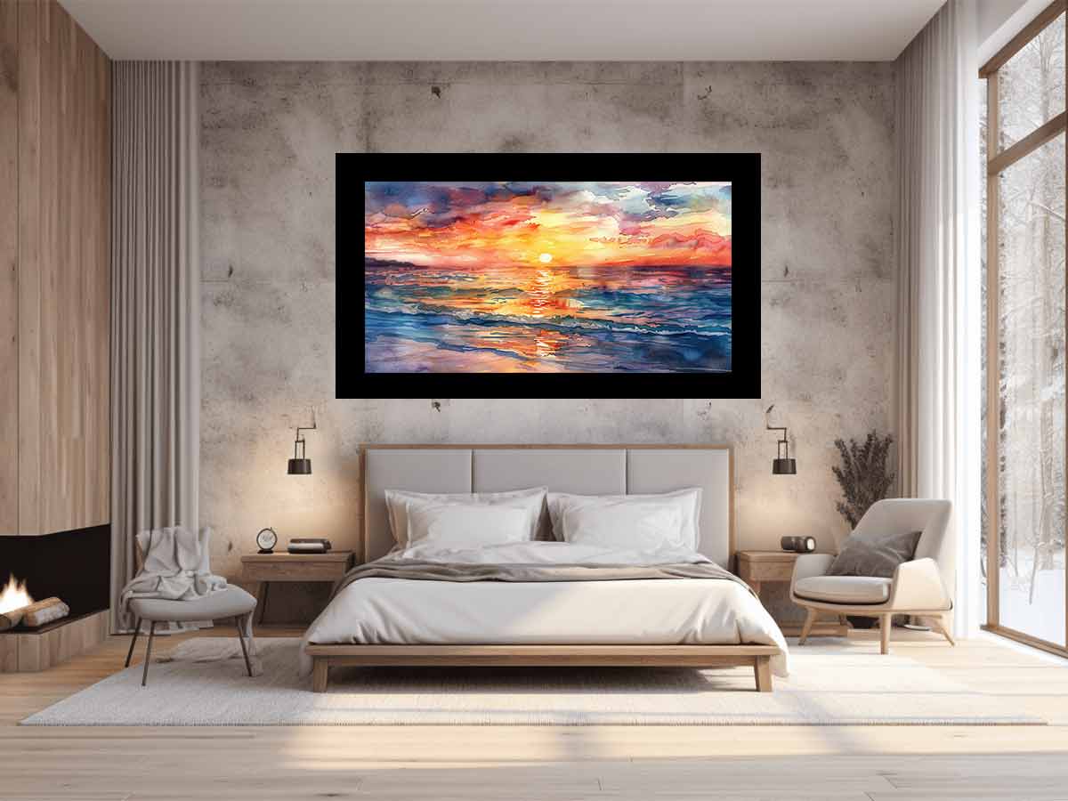 Beach  Canvas Sunset Painting Print-1