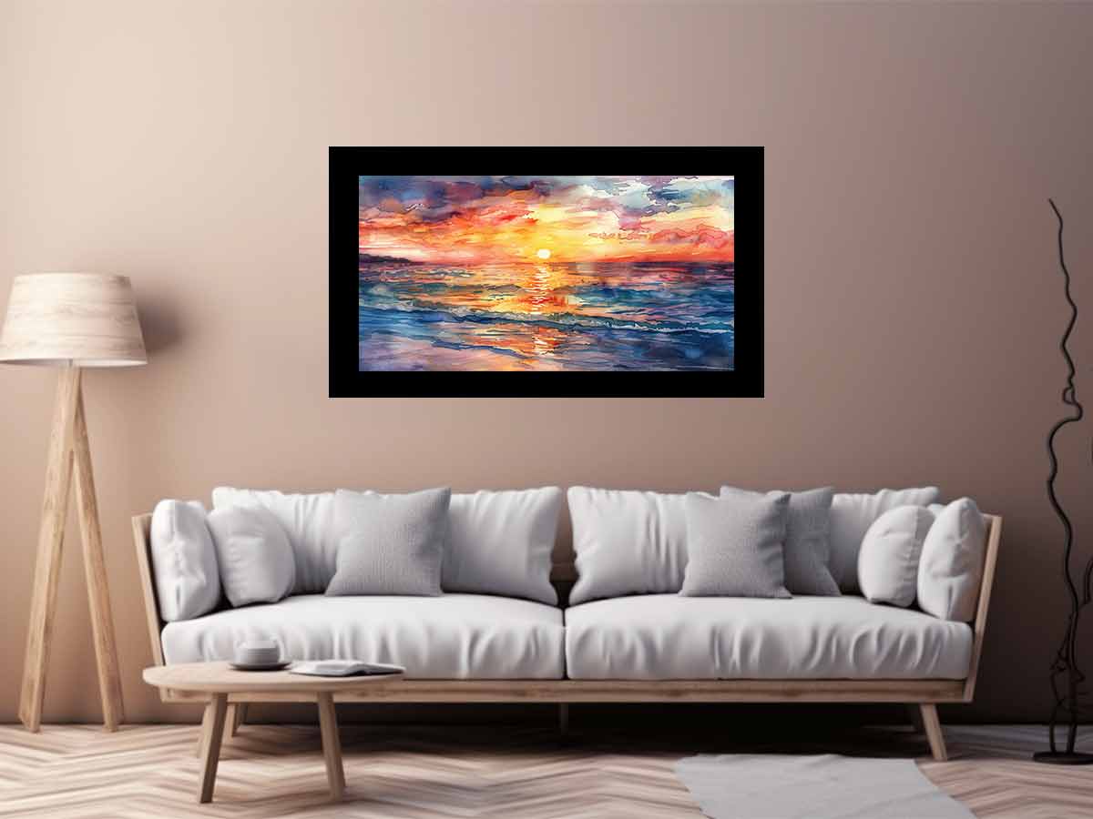 Beach  Canvas Sunset Painting Print-2