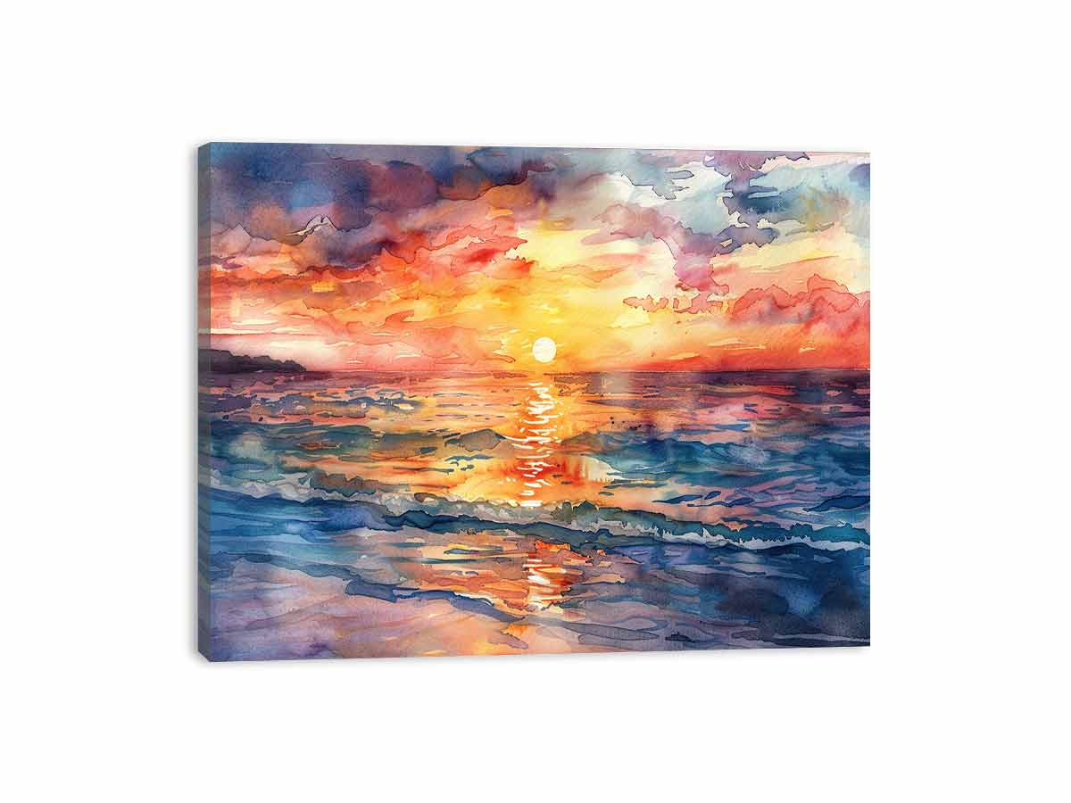 Beach  Canvas Sunset Painting Print-3