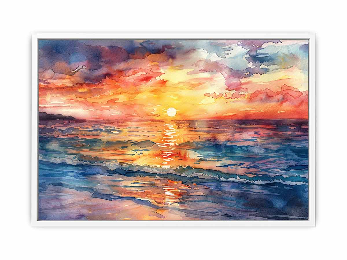 Beach  Canvas Sunset Painting Print-5