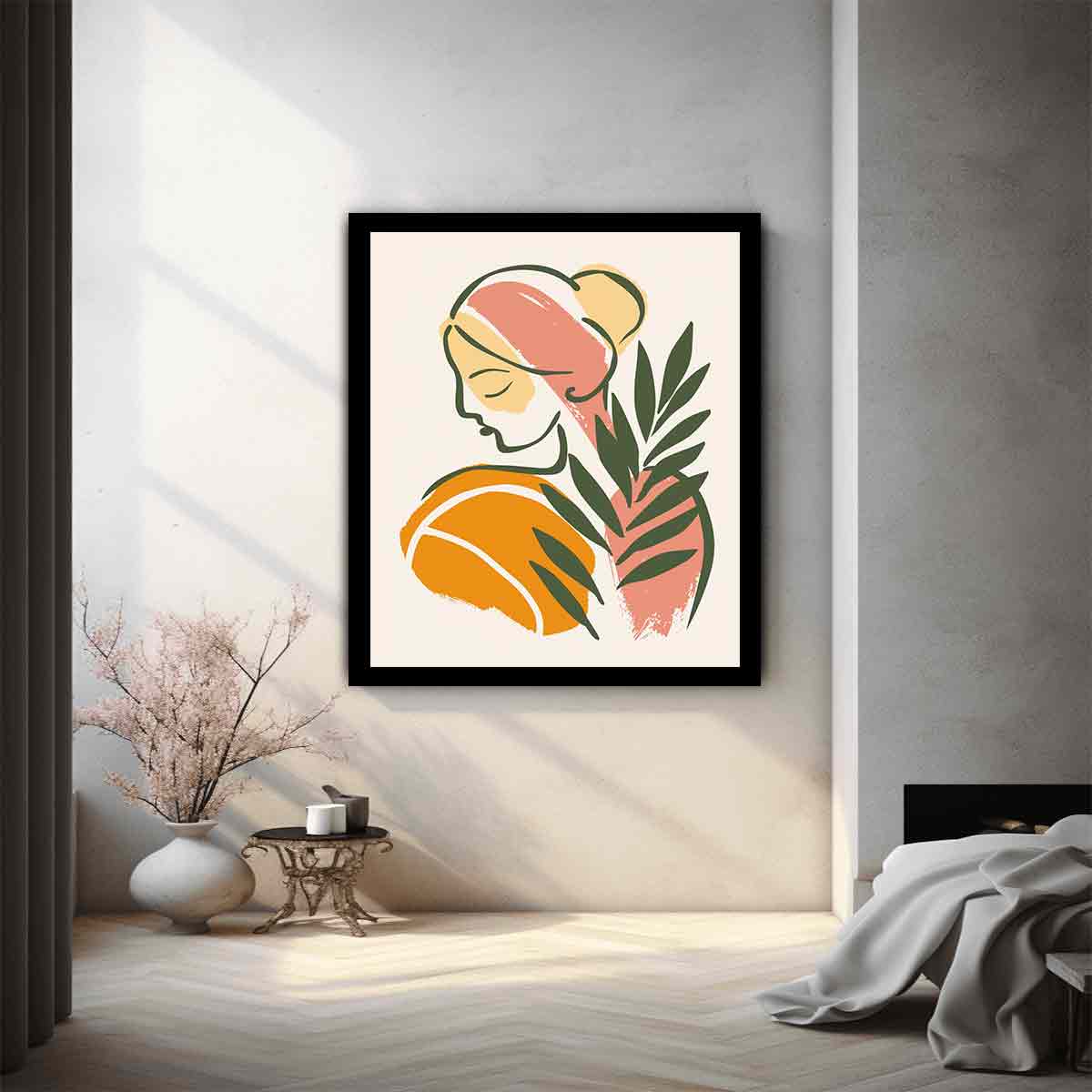 Quiet women Art Canvas Art Print-1