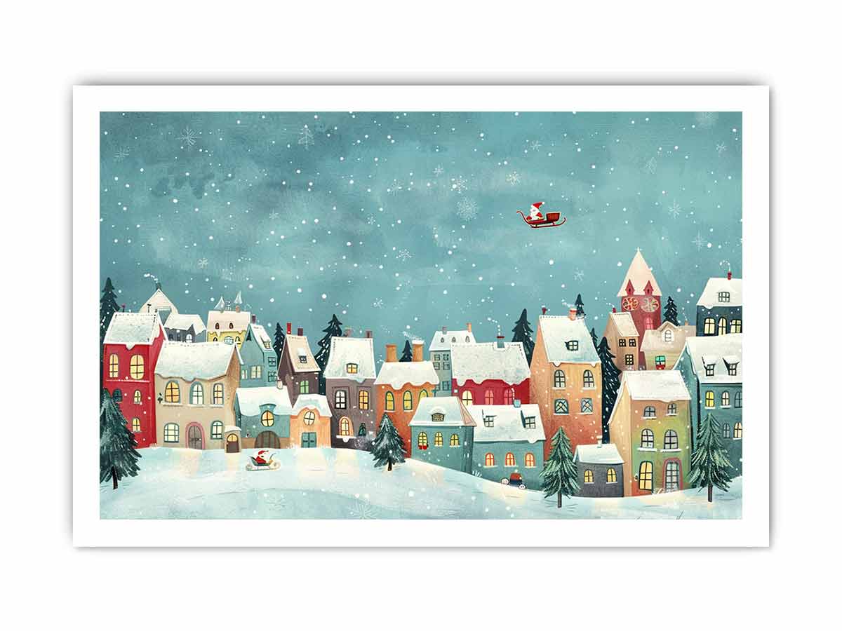 Festive Houses Canvas painting  Print-8