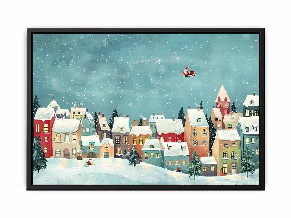 Festive Houses Canvas painting  Print-4