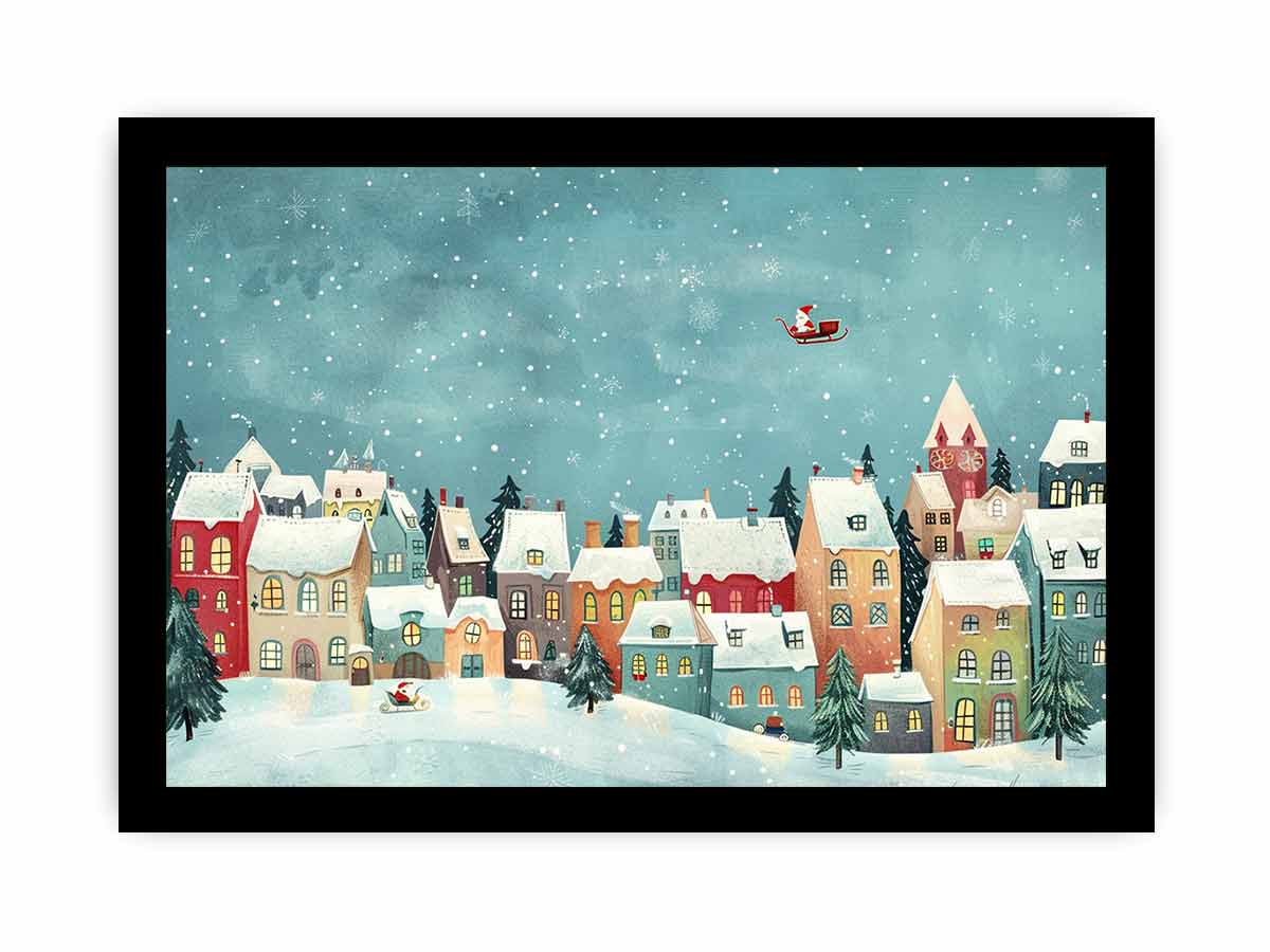 Festive Houses Canvas painting  Print-7