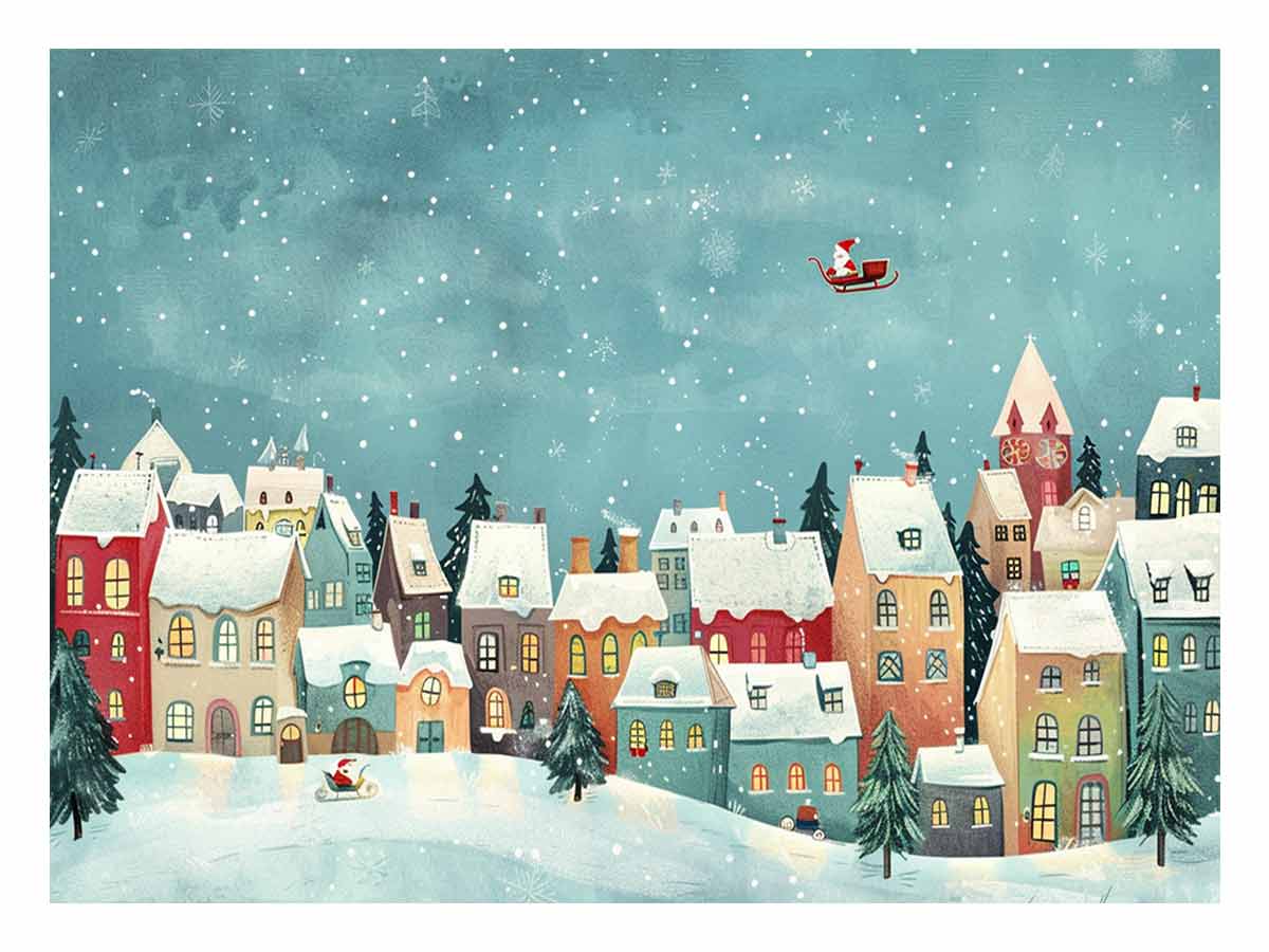 Festive Houses Canvas painting  Print-0