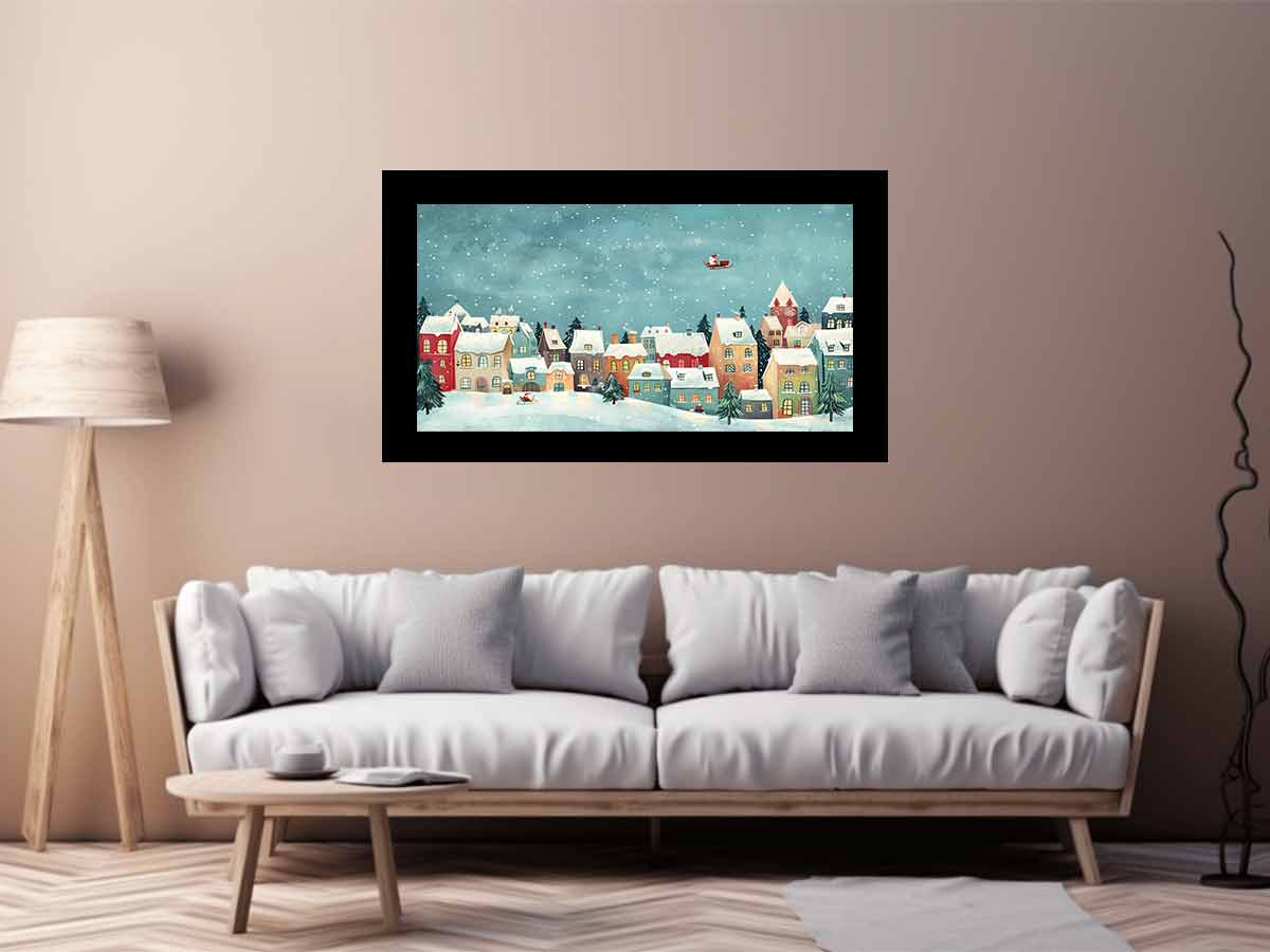 Festive Houses Canvas painting  Print-2
