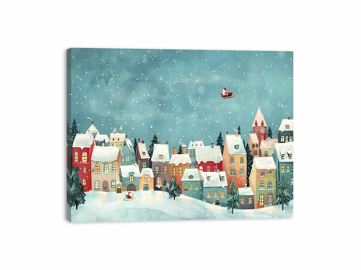 Festive Houses Canvas painting  Print-3