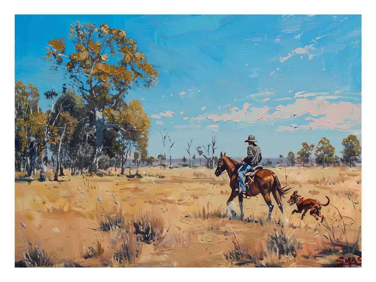 Cowboy Horse Ride  Canvas Art Print-0