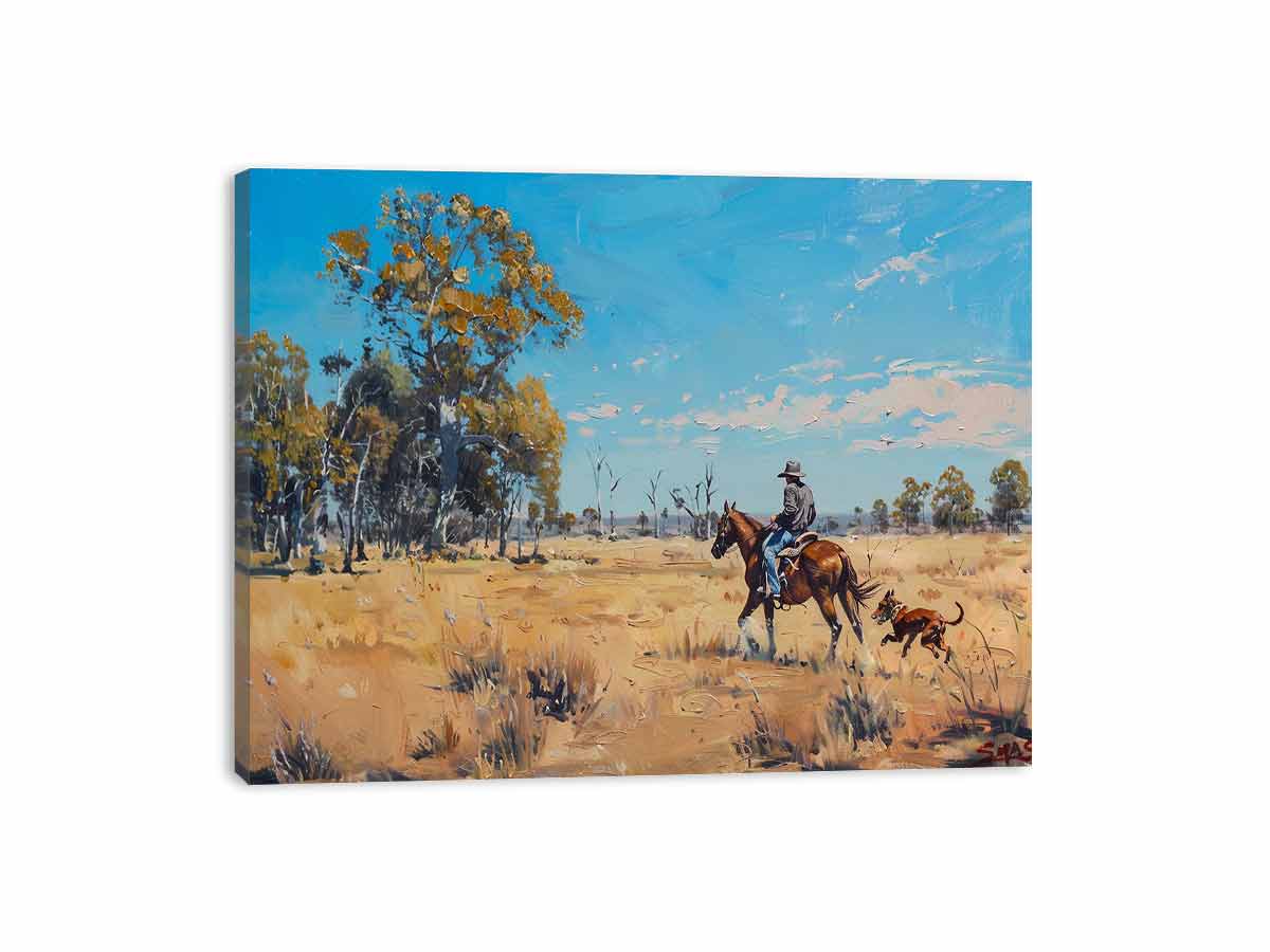 Cowboy Horse Ride  Canvas Art Print-3