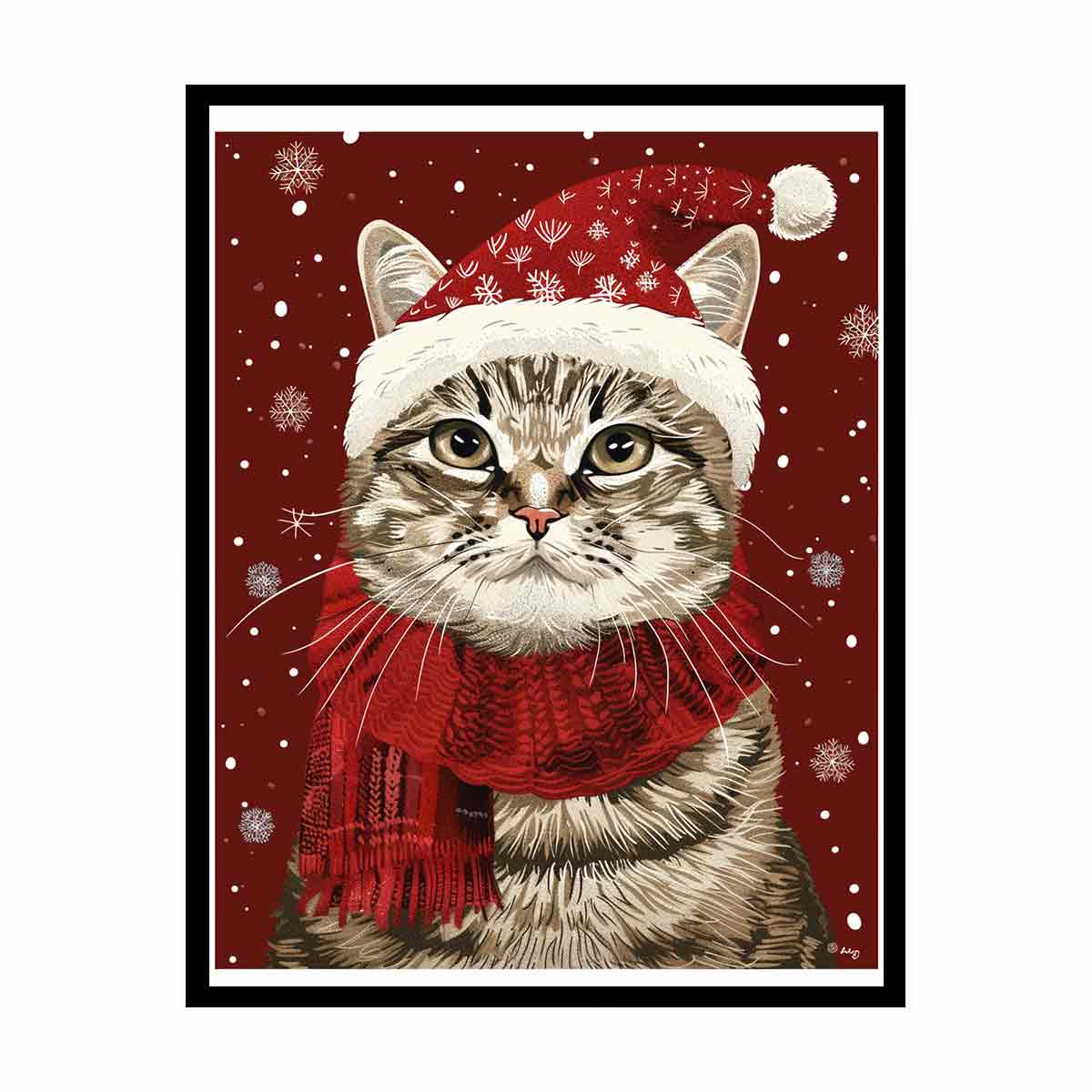 Festive Cat Canvas Art Print Poster-4