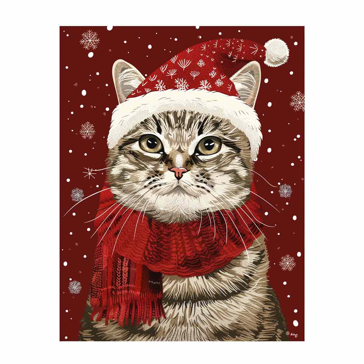 Festive Cat Canvas Art Print Poster-0