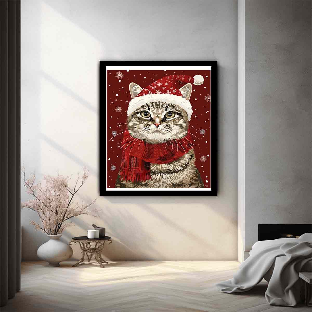 Festive Cat Canvas Art Print Poster-1