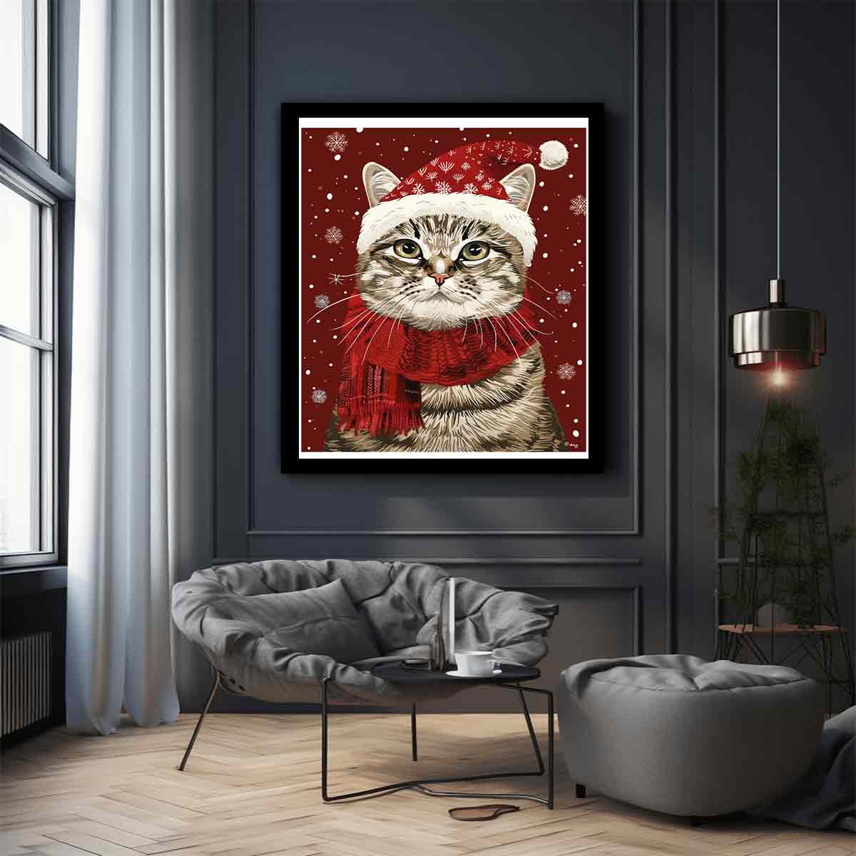 Festive Cat Canvas Art Print Poster-2