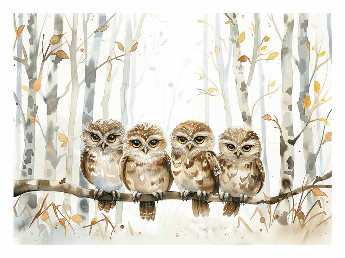 Owl Party Canvas Art Print-0