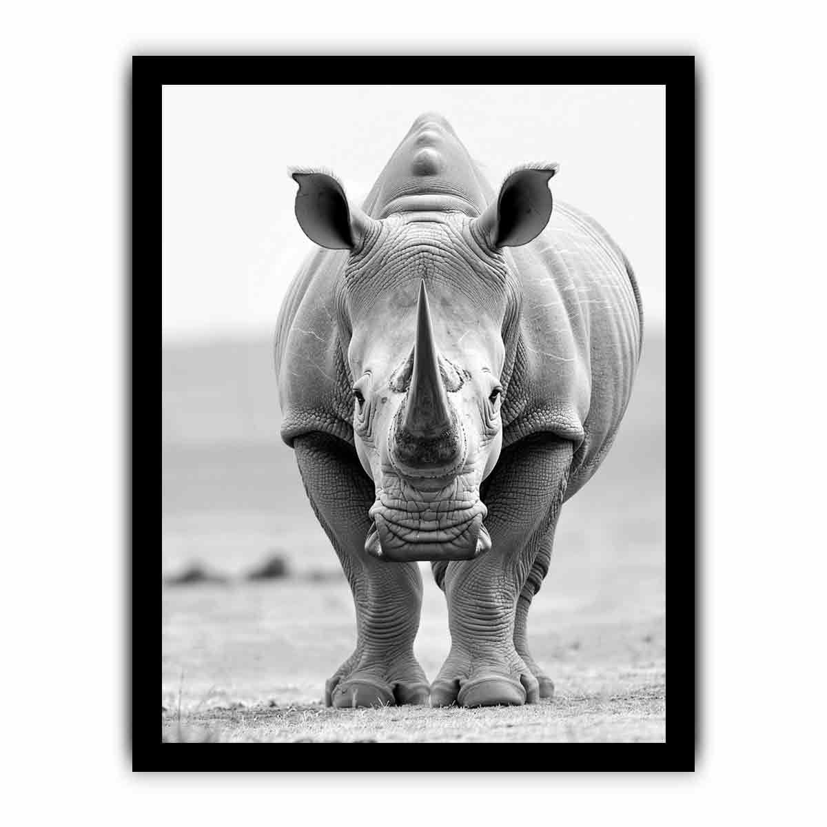 Rhino Canvas Art Print Framed Poster-7