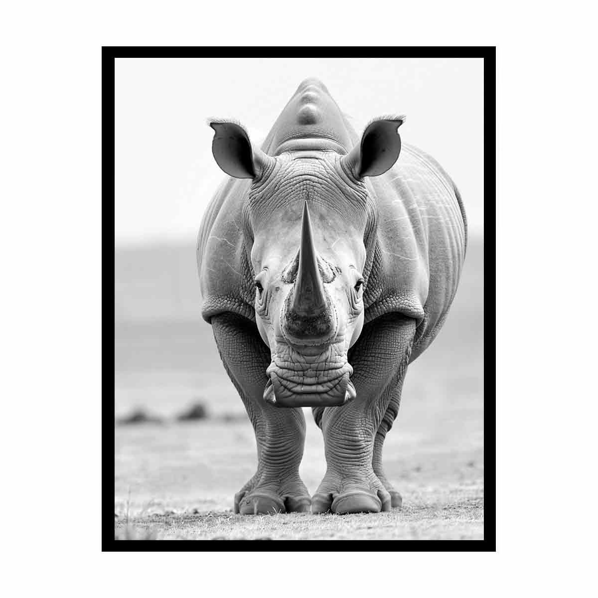 Rhino Canvas Art Print Framed Poster-4