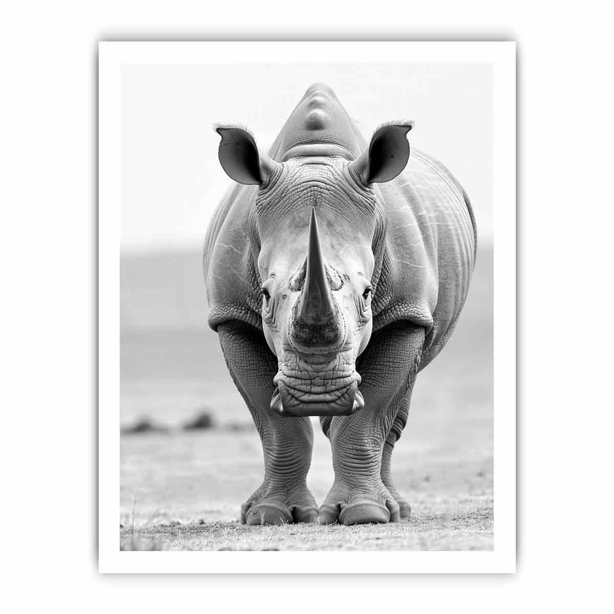 Rhino Canvas Art Print Framed Poster-8