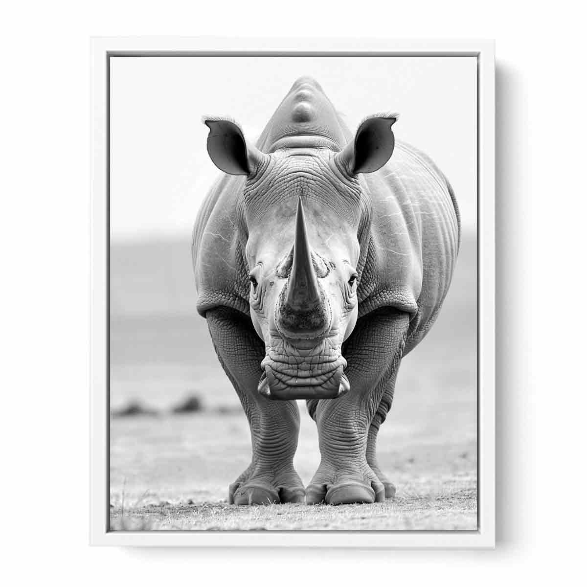 Rhino Canvas Art Print Framed Poster-5